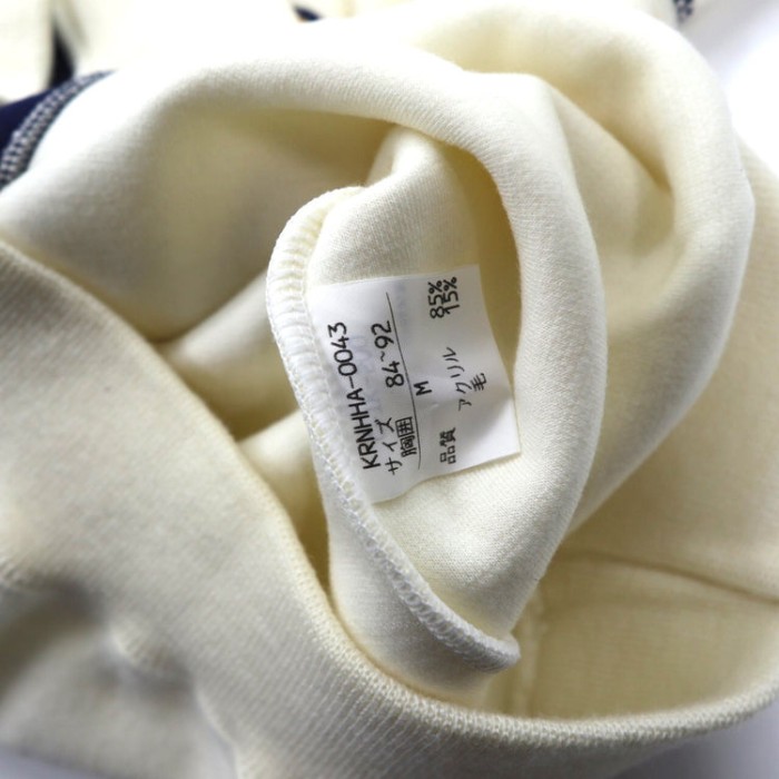 NICE HITTER クルーネックニットセーター M ホワイト アクリル ワッペン 刺繍 日本製 | Vintage.City 古着屋、古着コーデ情報を発信