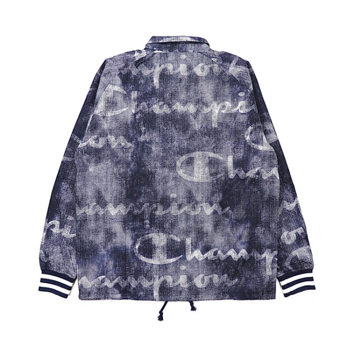 Champion コーチジャケット L ネイビー SATIN COACHES JACKET RIBBED