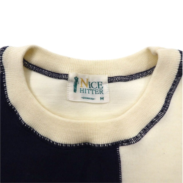 NICE HITTER クルーネックニットセーター M ホワイト アクリル ワッペン 刺繍 日本製 | Vintage.City 빈티지숍, 빈티지 코디 정보