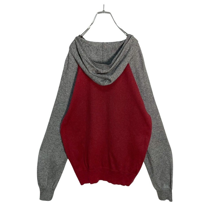 00's GAP gray×bordeaux zip-up knit hoodie | Vintage.City 古着屋、古着コーデ情報を発信