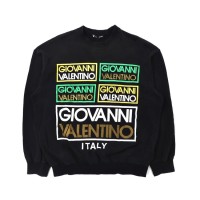GIOVANNI VALENTINO クルーネックスウェット 48 ブラック コットン ロゴプリント | Vintage.City 古着屋、古着コーデ情報を発信