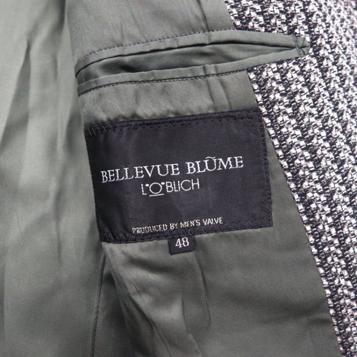 BELLEVUE BLUME by MEN'S VALVE ノーカラーコート 48 グレー ツイード 日本製 | Vintage.City 古着屋、古着コーデ情報を発信