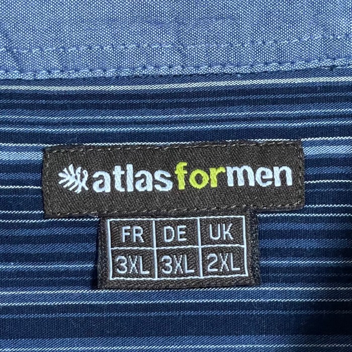 【ATLAS FOR MEN】長袖シャツ カジュアルシャツ ストライプ ブルー ネイビー 柄シャツ コットン 3XL ビッグサイズ US古着 | Vintage.City 빈티지숍, 빈티지 코디 정보