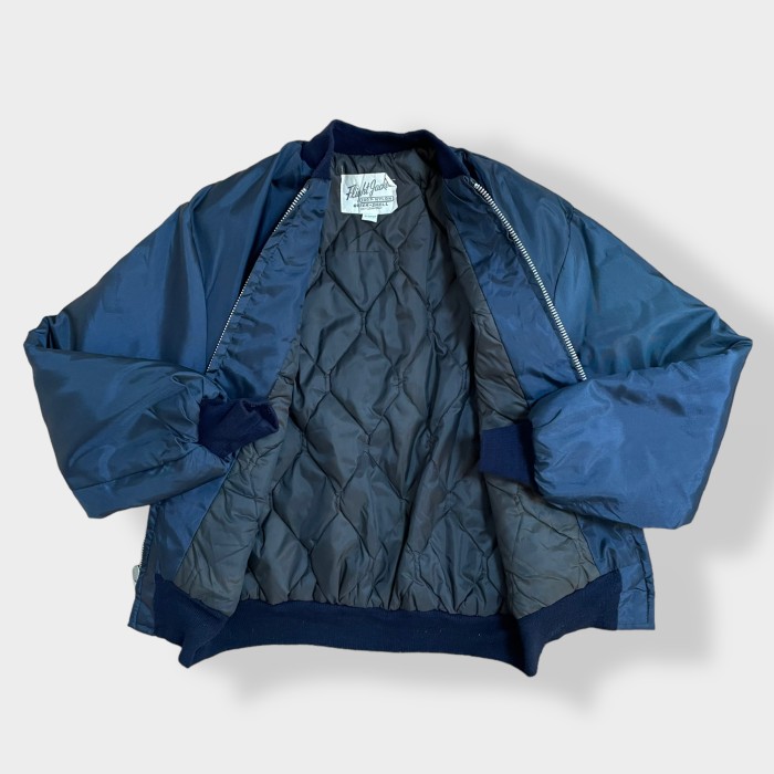 【flight jacket】企業系 企業ロゴ フライトジャケット ブルゾン ジャンパー フルジップ ジップアップ ワンポイント アーチロゴ ナイロンジャケット XL ビッグサイズ 中綿 キルティング US古着 | Vintage.City 빈티지숍, 빈티지 코디 정보