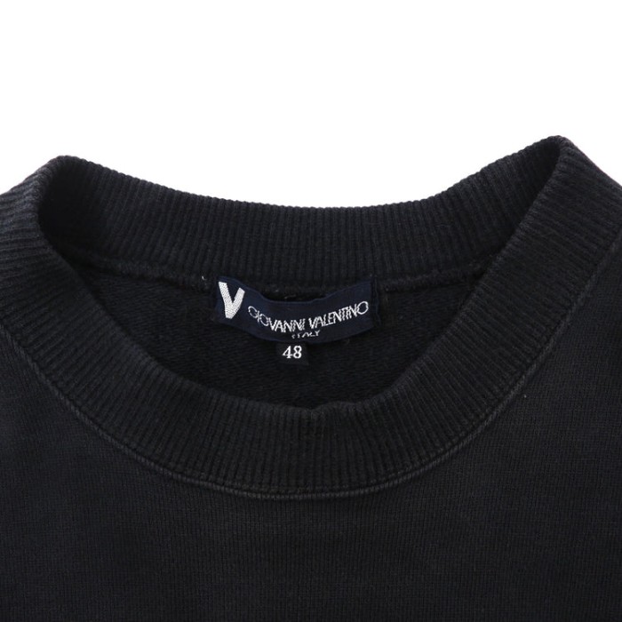 GIOVANNI VALENTINO クルーネックスウェット 48 ブラック コットン ロゴプリント | Vintage.City 古着屋、古着コーデ情報を発信