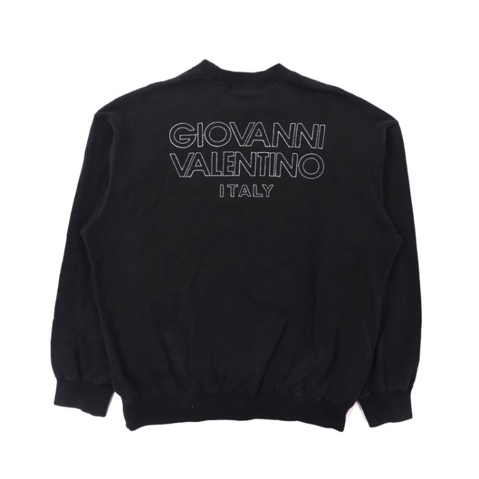 GIOVANNI VALENTINO クルーネックスウェット 48 ブラック コットン ロゴプリント | Vintage.City 빈티지숍, 빈티지 코디 정보