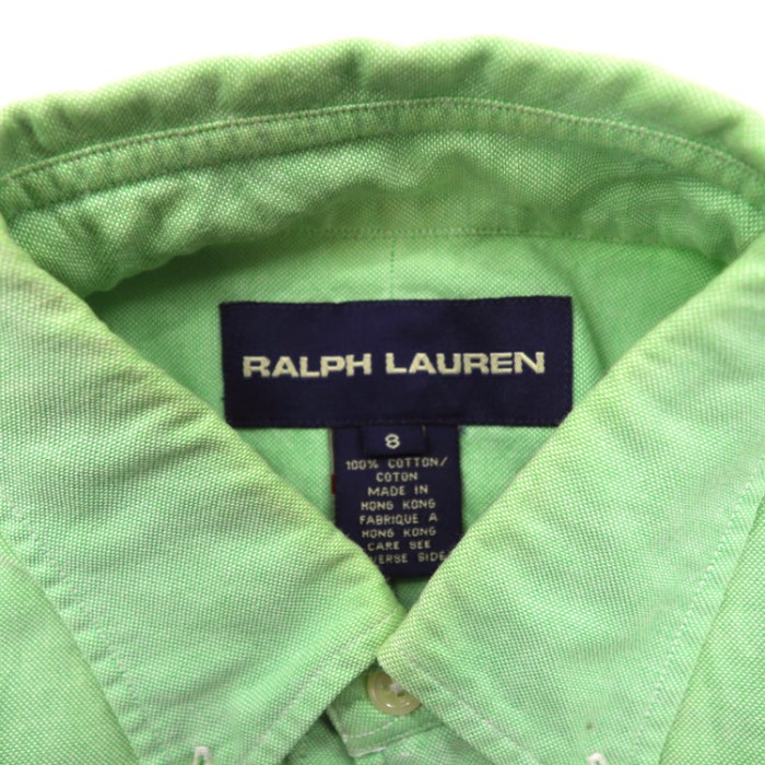 RALPH LAUREN ボタンダウンシャツ 8 グリーン コットン スモールポニー刺繍 | Vintage.City 빈티지숍, 빈티지 코디 정보