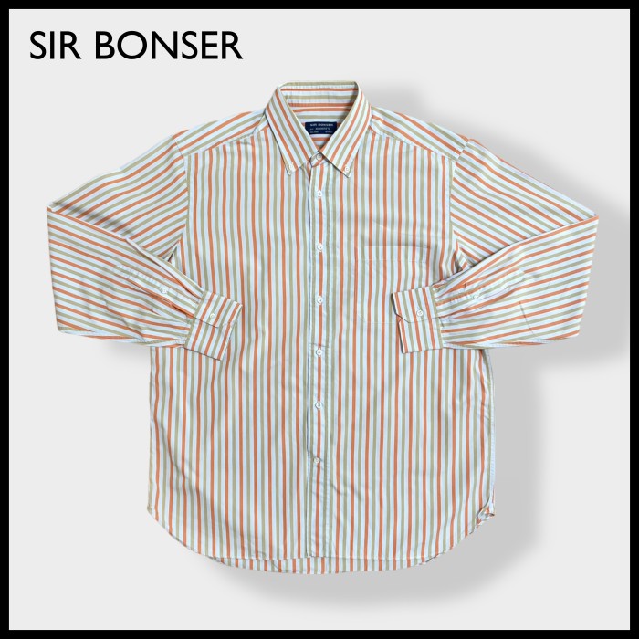 SIR BONSER】イタリア製 ストライプシャツ ボタンダウン マルチカラー