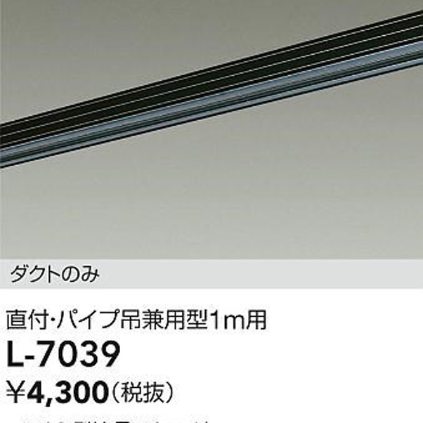 大光電機 L-7039 ダクトレール LUMILINE ルミライン 直付 パイプ吊兼用型 1m用 照明器具部材