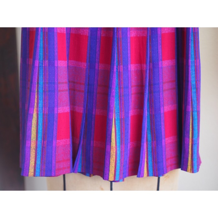 skirt プリーツスカート チェック柄 ピンク紫 レディースS | Vintage.City 古着屋、古着コーデ情報を発信