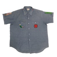 70’s BIG MAC embroidery chambray shirt　ビックマック シャンブレーシャツ 半袖シャツ 刺繍 | Vintage.City 빈티지숍, 빈티지 코디 정보