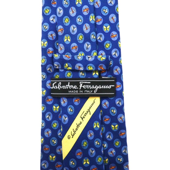 Salvatore Ferragamo ネクタイ ブルー シルク 総柄 イタリア製 | Vintage.City 古着屋、古着コーデ情報を発信