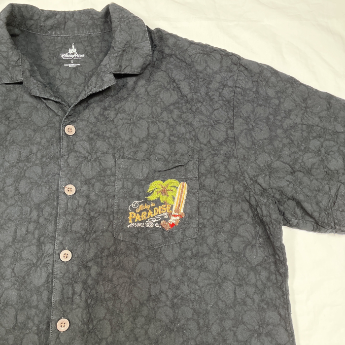 Lsize Disney Parks aloha shirt ディズニー　アロハ　アロハシャツ　ミッキー　刺繍 | Vintage.City 빈티지숍, 빈티지 코디 정보