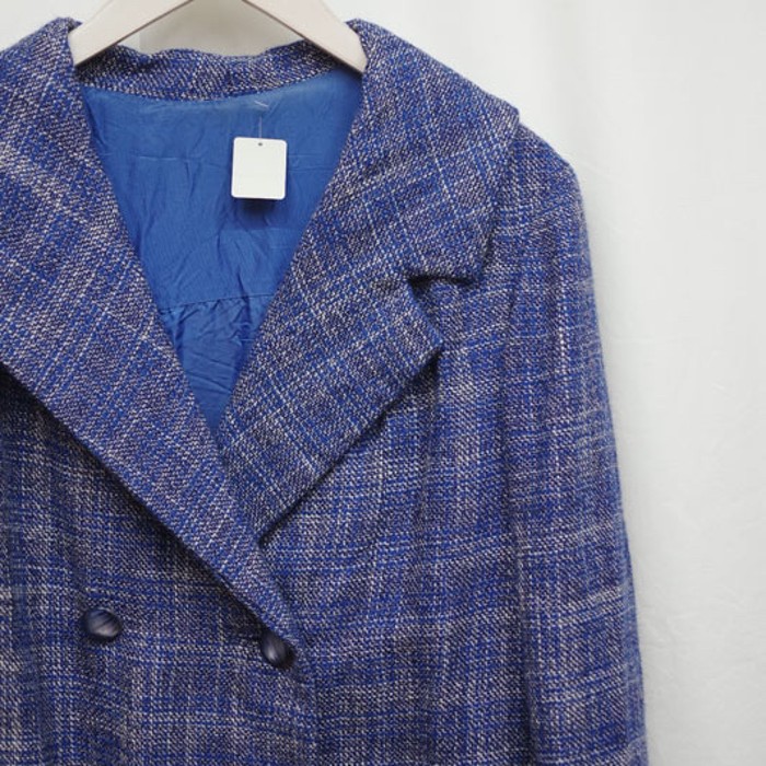 ブルーのツイードコート | Vintage.City 古着屋、古着コーデ情報を発信