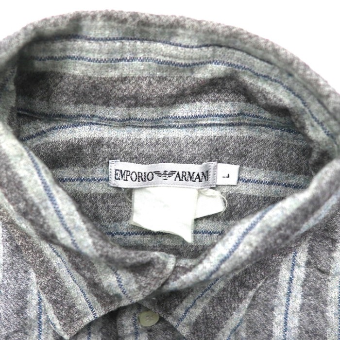 EMPORIO ARMANI ネルシャツ L グレー ストライプ  ウール イタリア製 | Vintage.City 빈티지숍, 빈티지 코디 정보