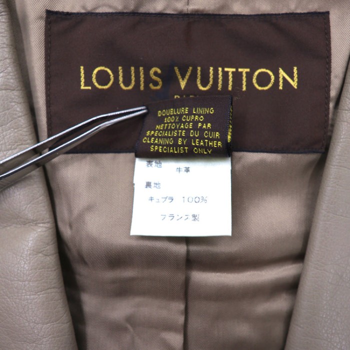 LOUIS VUITTON 2Bレザーテーラードジャケット 48 グレー フランス製 ...