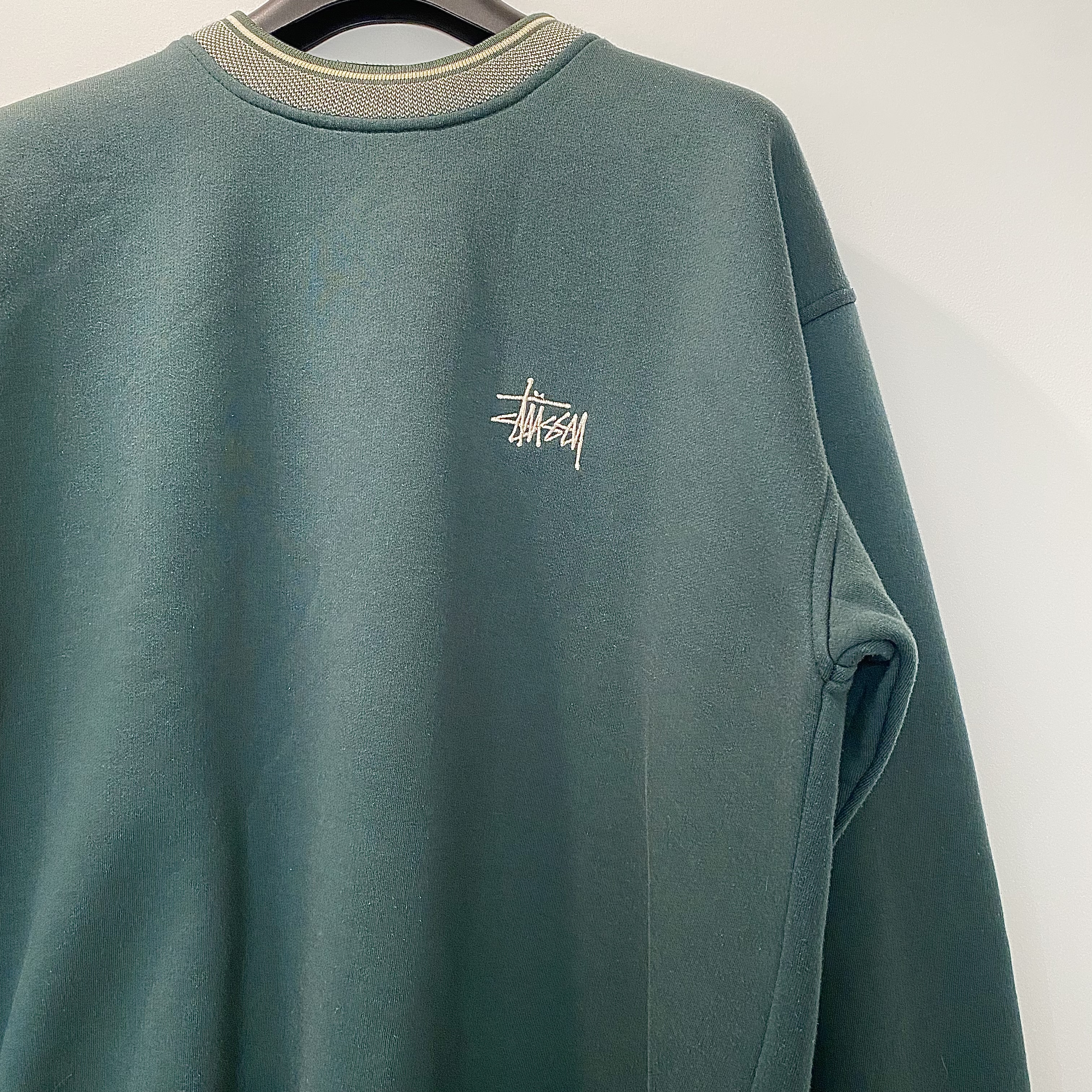 STUSSY 90's初期 ストックロゴ 首リブ柄スウェット OZ製 | Vintage.City