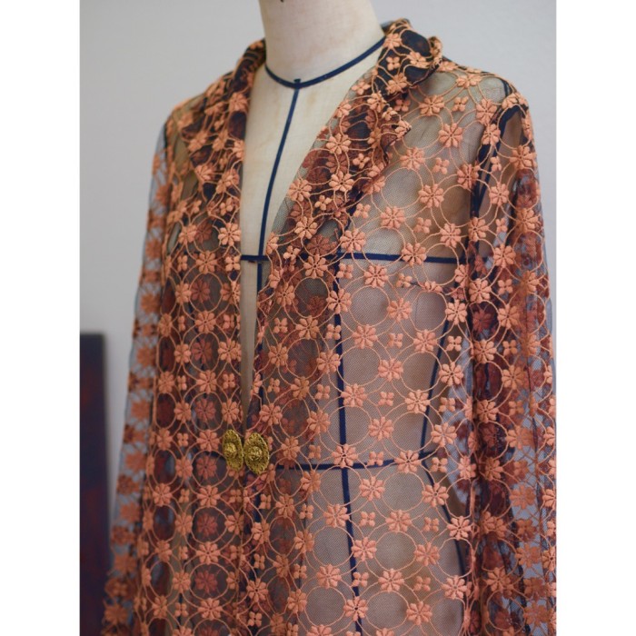 #292 embroidery see-through jacket 刺繍花柄ジャケット レディースL13号 古着 | Vintage.City 빈티지숍, 빈티지 코디 정보
