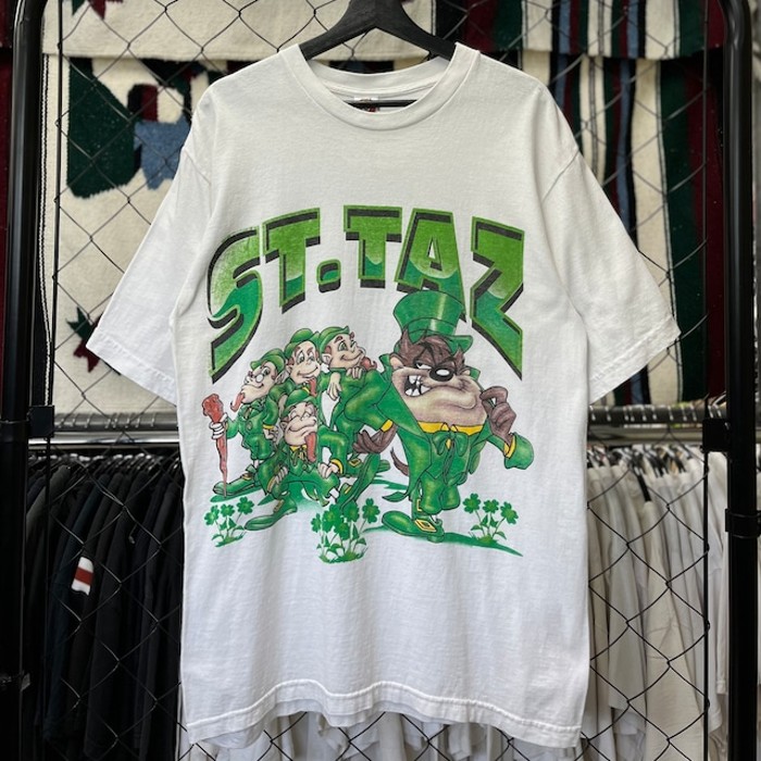 90s ワーナー タズマニアンデビル プリント Tシャツ L キャラクター 緑