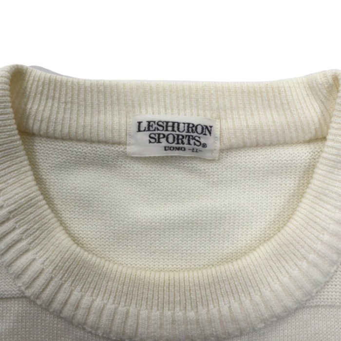 ジャパンヴィンテージ  LESHURON SPORTS UOMO ニットセーター LL ホワイト アクリル エンブレム刺繍 日本製 | Vintage.City 빈티지숍, 빈티지 코디 정보