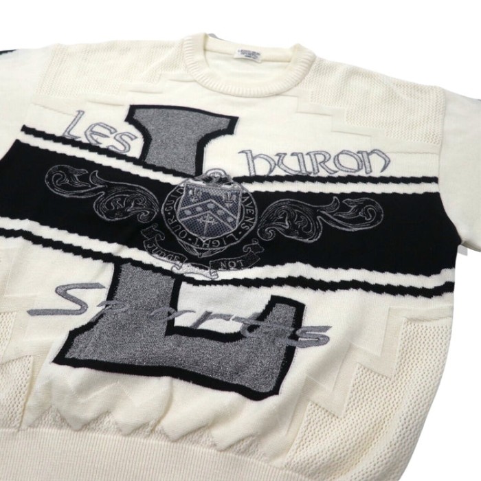 ジャパンヴィンテージ  LESHURON SPORTS UOMO ニットセーター LL ホワイト アクリル エンブレム刺繍 日本製 | Vintage.City Vintage Shops, Vintage Fashion Trends