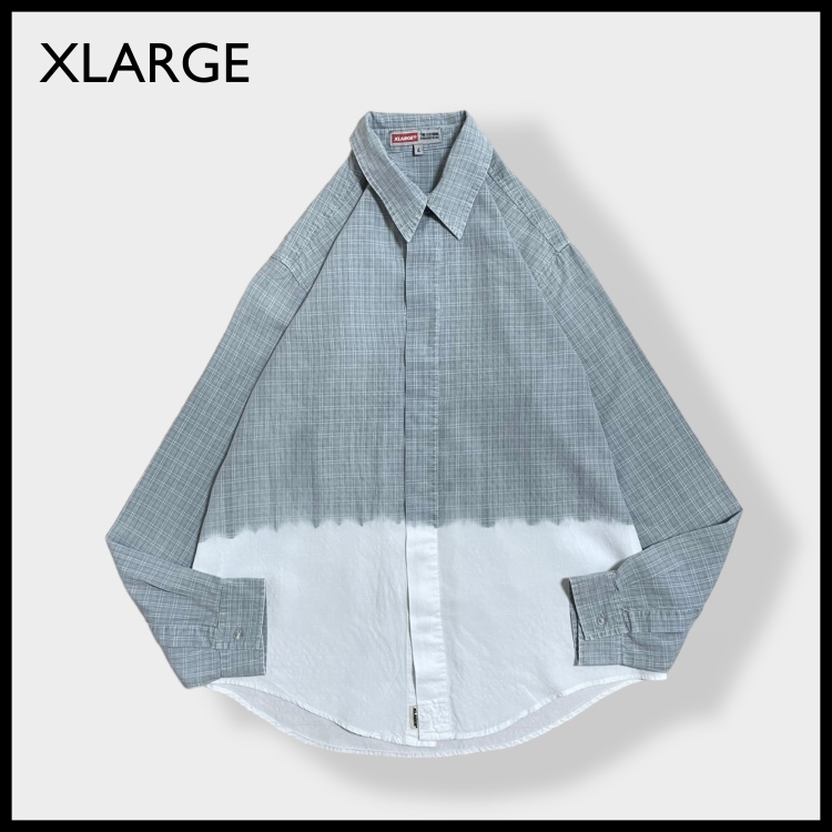 XLARGE】USA製 デザインシャツ 切替 長袖シャツ カジュアルシャツ