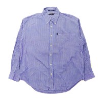TOMMY HILFIGER ボタンダウンシャツ L ブルー ストライプ コットン ビッグサイズ | Vintage.City ヴィンテージ 古着
