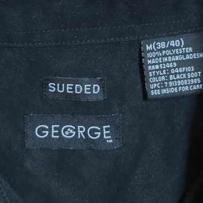 【GEORGE】フェイクスウェード 長袖シャツ  ポリシャツ カジュアルシャツ M ブラック US古着 | Vintage.City 빈티지숍, 빈티지 코디 정보