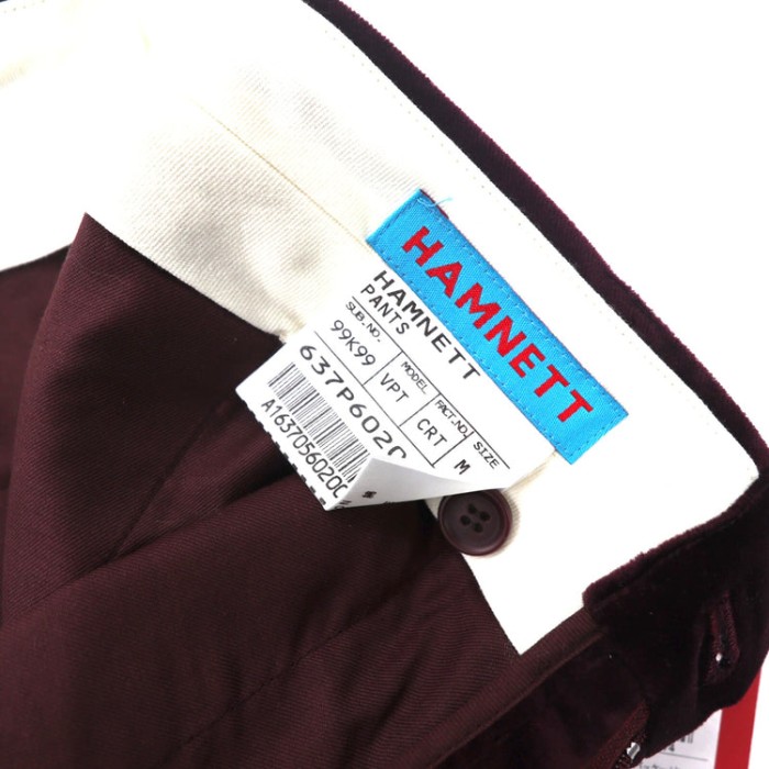 HAMNETT ( KATHARINE HAMNETT ) スラックスパンツ M バーガンディー ベロア 未使用品 | Vintage.City 古着屋、古着コーデ情報を発信