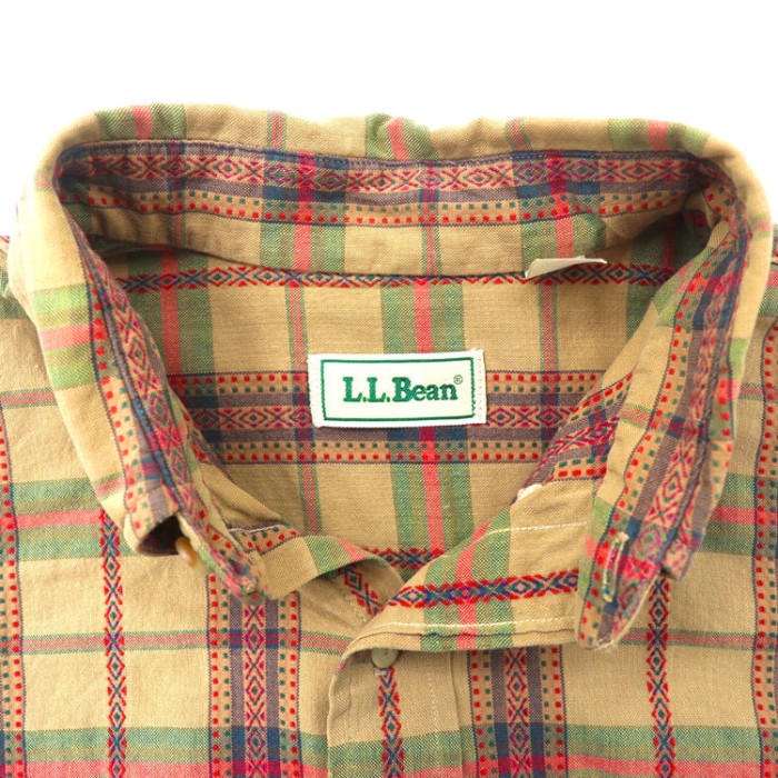 L.L. Bean ボタンダウンシャツ M ベージュ チェック | Vintage.City 빈티지숍, 빈티지 코디 정보