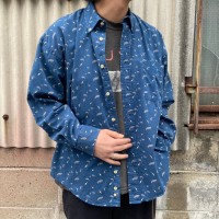 NATURAL ISSUE 総柄  長袖コットンシャツ メンズL | Vintage.City ヴィンテージ 古着
