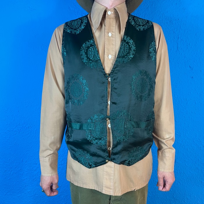China Embroidery Green Vest / 古着 チャイナ デザイン ベスト vintage ヴィンテージ | Vintage.City 빈티지숍, 빈티지 코디 정보