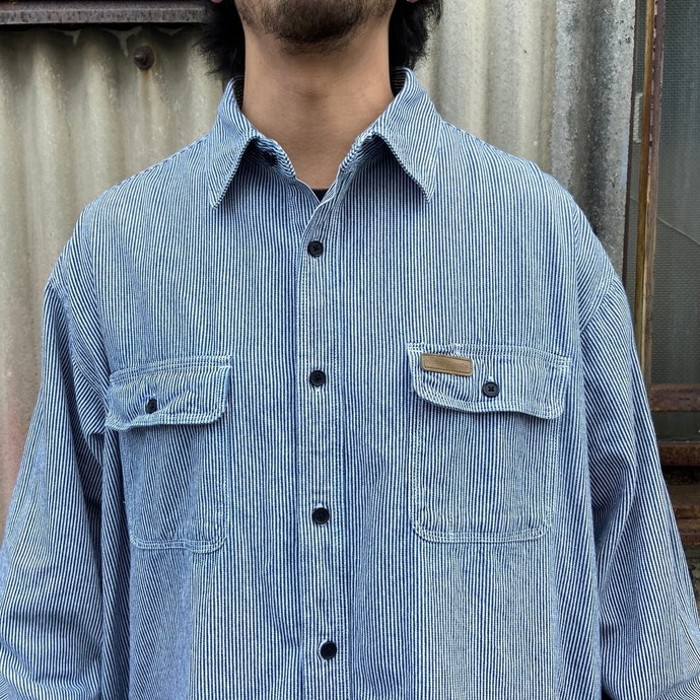 Hickory Shirt Co. ヒッコリーストライプ ワークシャツ  メンズXL | Vintage.City 빈티지숍, 빈티지 코디 정보