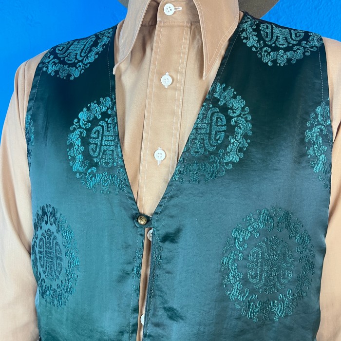 China Embroidery Green Vest / 古着 チャイナ デザイン ベスト vintage ヴィンテージ | Vintage.City 古着屋、古着コーデ情報を発信