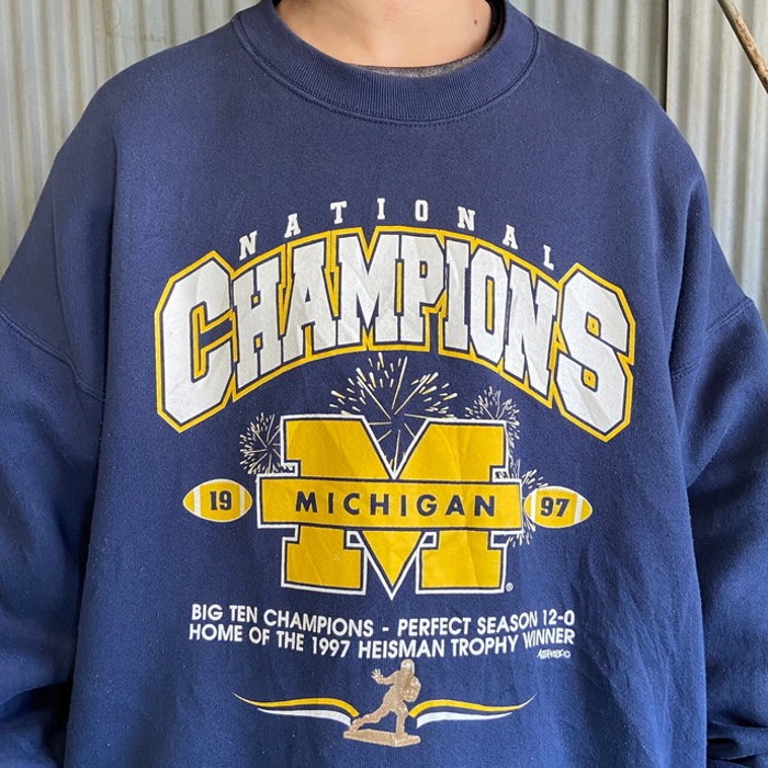 ビッグサイズ 90年代 USA製  Michigan wolverines  カレッジチームロゴ プリント スウェットシャツ メンズ2XL | Vintage.City 빈티지숍, 빈티지 코디 정보