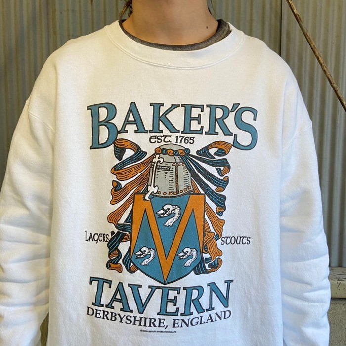 USA製 90年代 ”BAKER'S TAVERN” イングランド 企業ロゴ プリント スウェットシャツ メンズL | Vintage.City 古着屋、古着コーデ情報を発信
