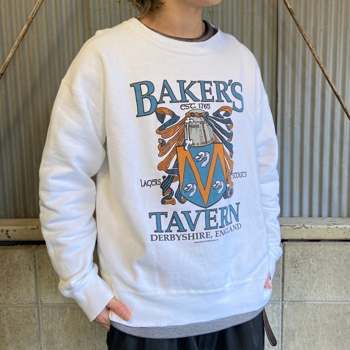 USA製 90年代 ”BAKER'S TAVERN” イングランド 企業ロゴ プリント スウェットシャツ メンズL | Vintage.City 古着屋、古着コーデ情報を発信