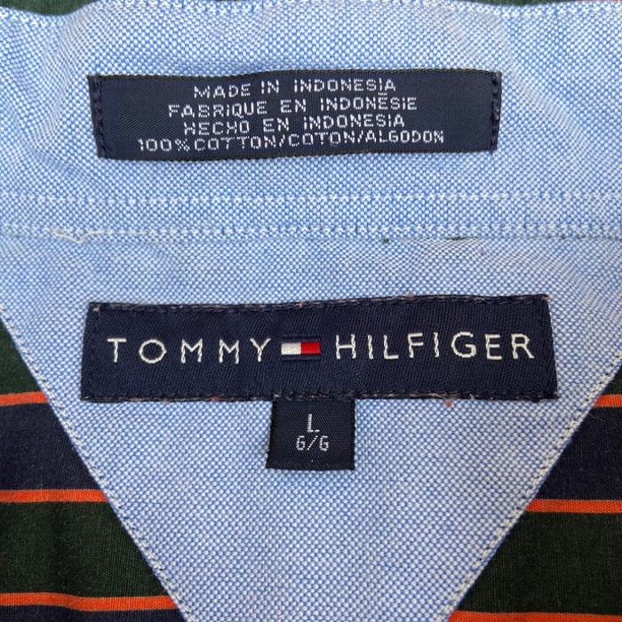 TOMMY HILFIGER トミーヒルフィガー ストライプ 長袖 ボタンダウンシャツ メンズL | Vintage.City 빈티지숍, 빈티지 코디 정보