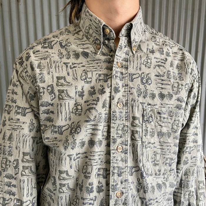 90年代 USA製 Woolrich ウールリッチ アウトドア柄 ボタンダウンシャツ メンズM相当 | Vintage.City 빈티지숍, 빈티지 코디 정보