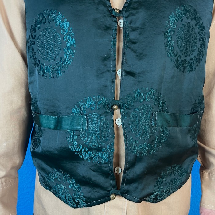 China Embroidery Green Vest / 古着 チャイナ デザイン ベスト vintage ヴィンテージ | Vintage.City 빈티지숍, 빈티지 코디 정보