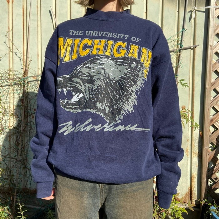 90年代 USA製  Michigan wolverines  カレッジチーム プリント スウェットシャツ メンズM相当 | Vintage.City 古着屋、古着コーデ情報を発信