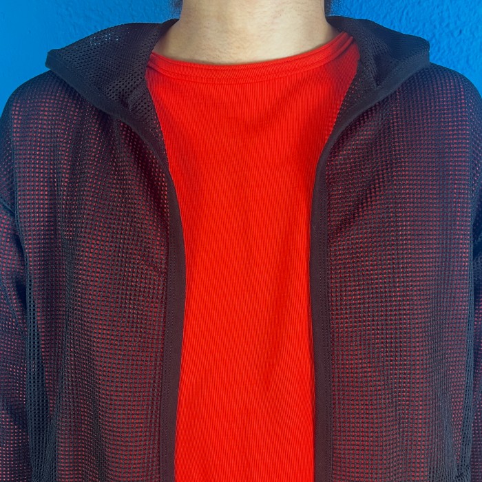 90s Mesh Fabric Zip-Up Hoodie / Made In USA 古着 パーカー メッシュ used vintage ヴィンテージ フーディー | Vintage.City 빈티지숍, 빈티지 코디 정보