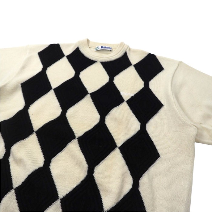 Lakeland 3Dニットセーター M ホワイト チェック ウール 日本製 | Vintage.City 빈티지숍, 빈티지 코디 정보