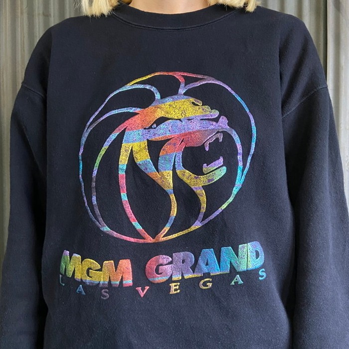 90年代 USA製 MGM GRAND ホテル スーベニア ロゴ プリント スウェットシャツ  メンズM | Vintage.City 빈티지숍, 빈티지 코디 정보