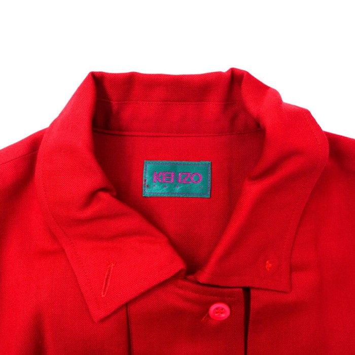 KENZO レイヤードデザインシャツ M レッド ウール オールドデザイナーズ 日本製 | Vintage.City 古着屋、古着コーデ情報を発信