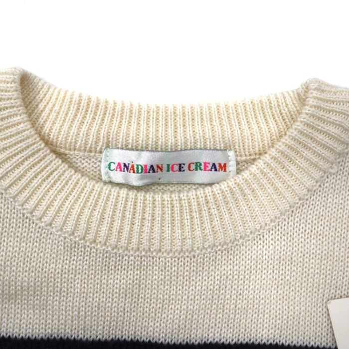 CANADIAN ICE CREAM クルーネットセーター M ホワイト アクリル 刺繍 ゴルフ 未使用品 | Vintage.City 古着屋、古着コーデ情報を発信