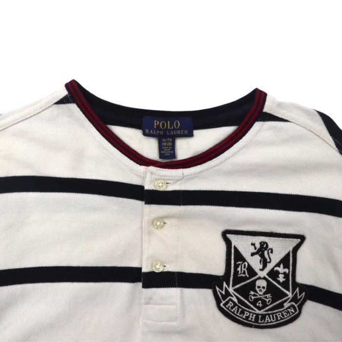 POLO RALPH LAUREN ヘンリーネックボーダーTシャツ XL ホワイト コットン エンブレムロゴワッペン | Vintage.City 빈티지숍, 빈티지 코디 정보