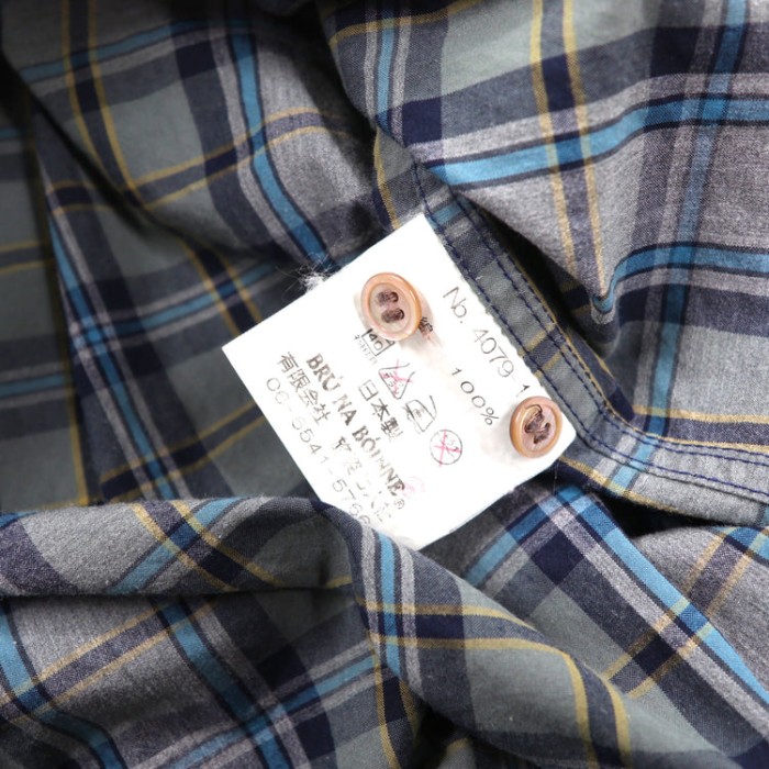 BRU NA BOINNE ボタンダウンシャツ 1 グレー チェック コットン | Vintage.City 古着屋、古着コーデ情報を発信