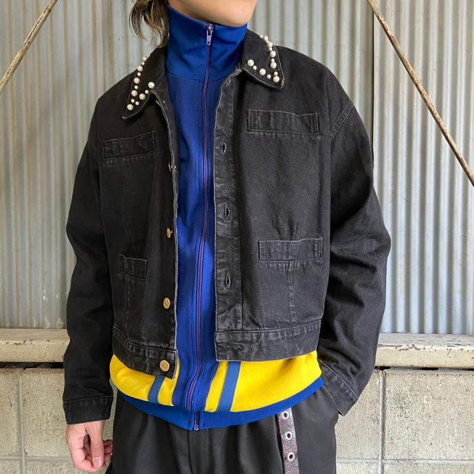 80年代～ Liz Wear パール ショート丈 ブラックデニムジャケット