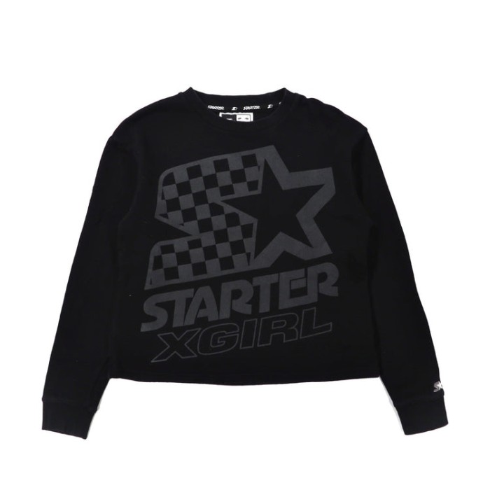 x-girl × STATER クルーネックスウェット 1 ブラック コットン ロゴプリント | Vintage.City 빈티지숍, 빈티지 코디 정보